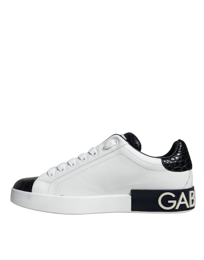 Dolce & Gabbana White Leather Logo Portofino Sneaker Men's Shoes (Pre-Owned)