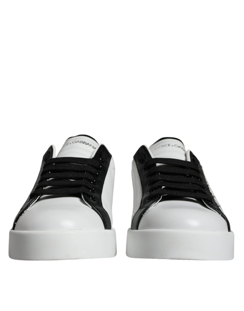 Dolce & Gabbana White Black Leather Crown Milano Sneakers Men's Shoes (Pre-Owned)