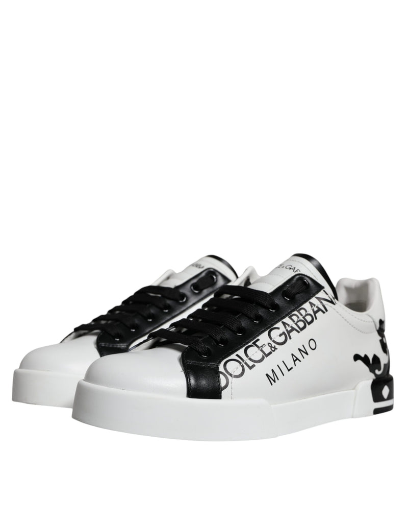 Dolce & Gabbana White Black Leather Crown Milano Sneakers Men's Shoes (Pre-Owned)