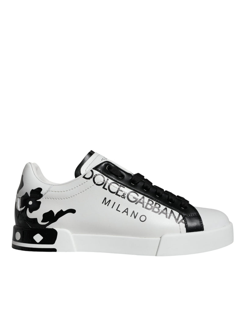 Dolce & Gabbana White Black Leather Crown Milano Sneakers Men's Shoes (Pre-Owned)