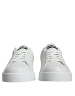 Dolce & Gabbana White Blue Leather Logo Low Top Sneakers Men's Shoes