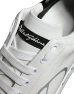 Dolce & Gabbana White Blue Leather Logo Low Top Sneakers Men's Shoes