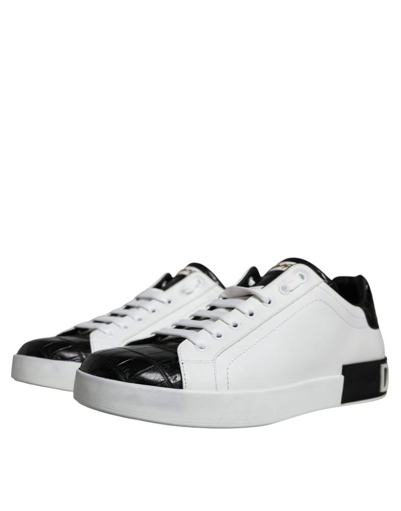 Dolce & Gabbana White Leather Logo Portofino Sneaker Men's Shoes (Pre-Owned)