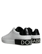 Dolce & Gabbana White Leather Logo Portofino Sneaker Men's Shoes (Pre-Owned)