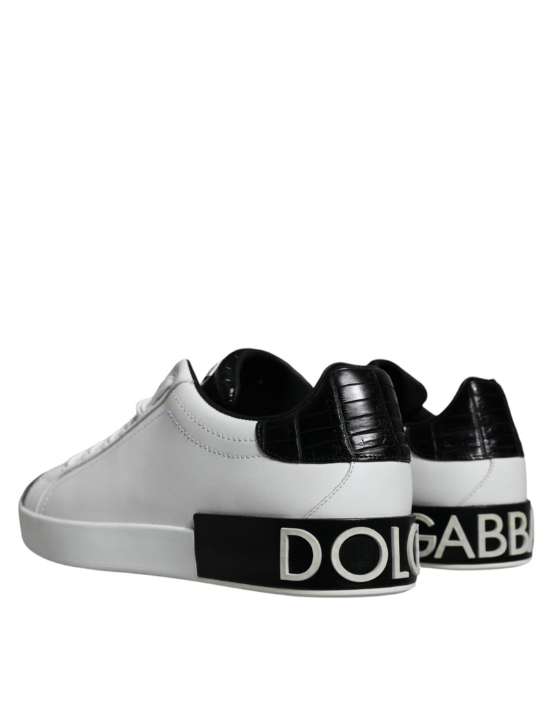 Dolce & Gabbana White Leather Logo Portofino Sneaker Men's Shoes (Pre-Owned)