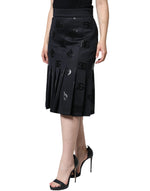 Dolce & Gabbana Black DG Monogram Pleated Midi Women's Skirt