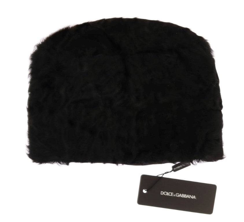 Dolce & Gabbana Elegant Black Xiangao Fur Beanie Women's Hat