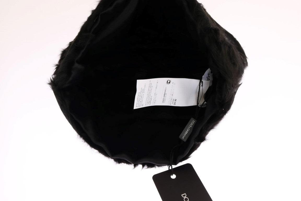 Dolce & Gabbana Elegant Black Xiangao Fur Beanie Women's Hat