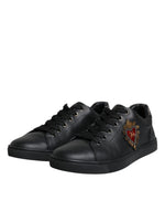 Dolce & Gabbana Black Leather Heart Embellished Sneakers Women's Shoes (Pre-Owned)