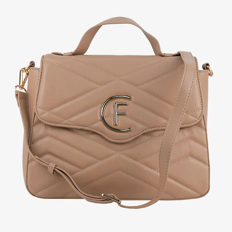 CRISTINAEFFE Beige Artificial Leather Women Crossbody Women's Bag