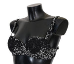 Dolce & Gabbana Elegant Black Floral Lace Silk Women's Bra