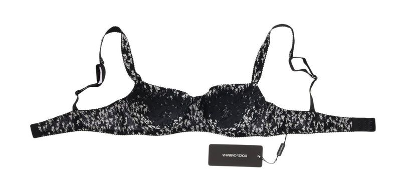 Dolce & Gabbana Elegant Black Floral Lace Silk Women's Bra