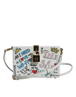 Dolce & Gabbana White Graffiti Print Clutch Crossbody Women's Bag (Pre-Owned)