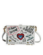 Dolce & Gabbana White Graffiti Print Clutch Crossbody Women's Bag (Pre-Owned)