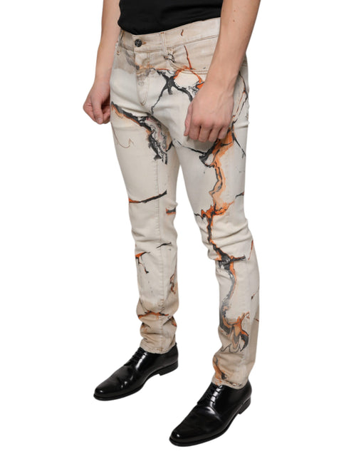 Dolce & Gabbana Beige Cotton Dye Slim Fit Men Denim Men's Jeans