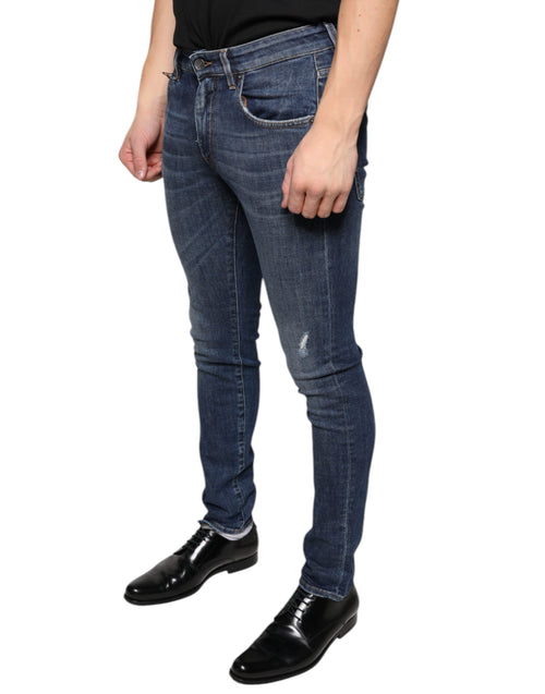 Dolce & Gabbana Dark Blue Washed Cotton Skinny Denim Men's Jeans