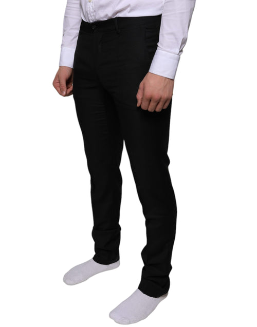 Dolce & Gabbana Black Wool Skinny Dress Formal Men's Pants