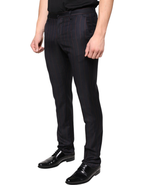 Dolce & Gabbana Black Stripes Skinny Men Dress Men's Pants