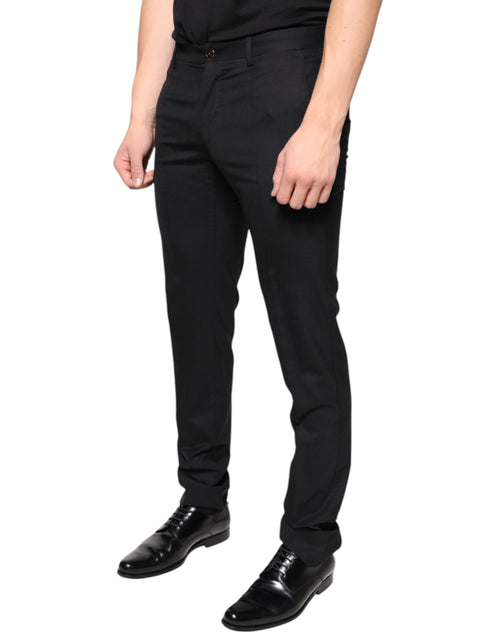 Dolce & Gabbana Black Wool Skinny Men Dress Men's Pants