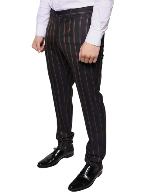 Dolce & Gabbana Brown Stripes Skinny Men Dress Men's Pants