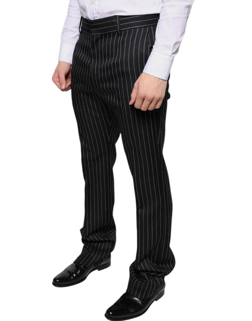 Dolce & Gabbana Black Stripes Skinny Men Dress Men's Pants