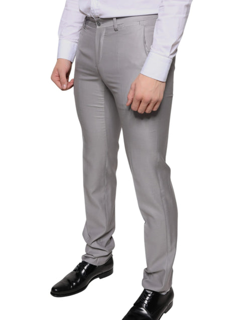 Dolce & Gabbana Light Gray Wool Dress Men's Pants