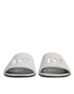 Dolce & Gabbana White DG Cut Out Leather Slides Sandals Men's Shoes (Pre-Owned)