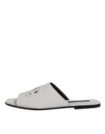 Dolce & Gabbana White DG Cut Out Leather Slides Sandals Men's Shoes (Pre-Owned)