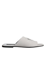 Dolce & Gabbana White DG Cut Out Leather Slides Sandals Men's Shoes (Pre-Owned)