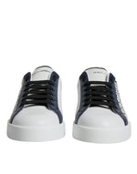 Dolce & Gabbana White Blue Leather Crown Milano Sneakers Men's Shoes