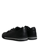 Dolce & Gabbana Black Leather Low Top Sneakers Men's Shoes (Pre-Owned)