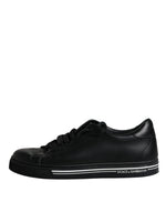 Dolce & Gabbana Black Leather Low Top Sneakers Men's Shoes (Pre-Owned)