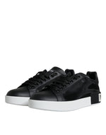 Dolce & Gabbana Black Calf Leather Portofino Sneakers Women's Shoes (Pre-Owned)