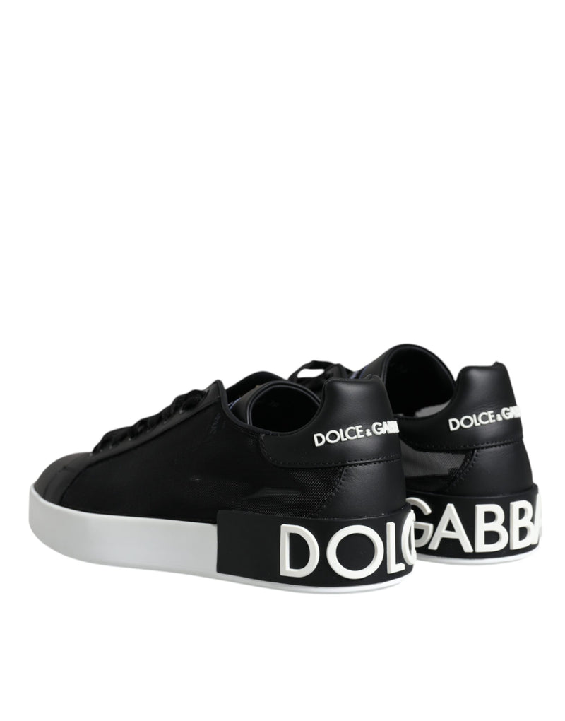 Dolce & Gabbana Black Calf Leather Portofino Sneakers Women's Shoes (Pre-Owned)