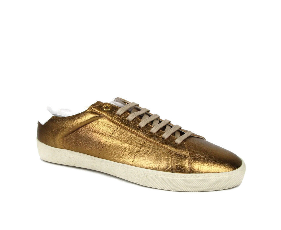 Saint Laurent Men's Bronze Metallic Leather SL06 Sneakers (42 EU / 9 US)