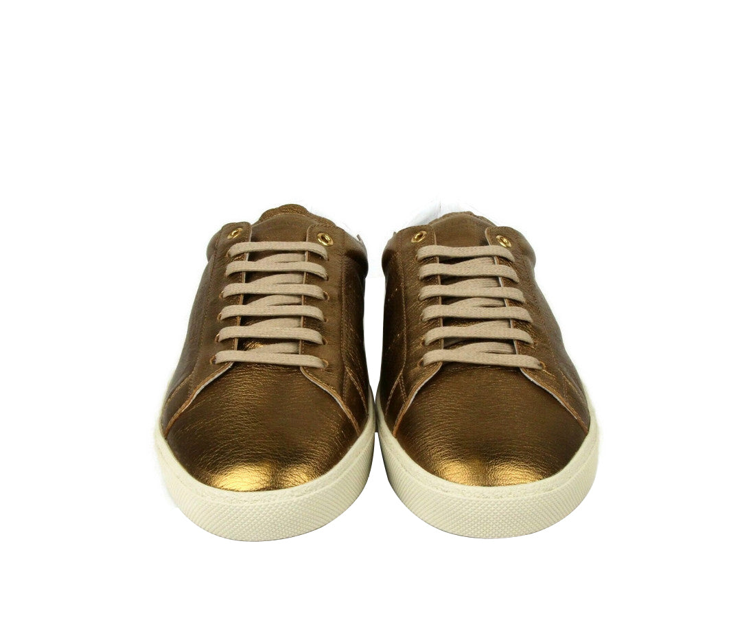 Saint Laurent Men's Bronze Metallic Leather SL06 Sneakers (42 EU / 9 US)