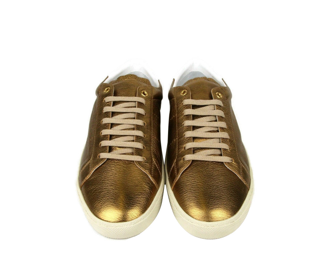 Saint Laurent Men's Bronze Metallic Leather SL06 Sneakers (42 EU / 9 US)