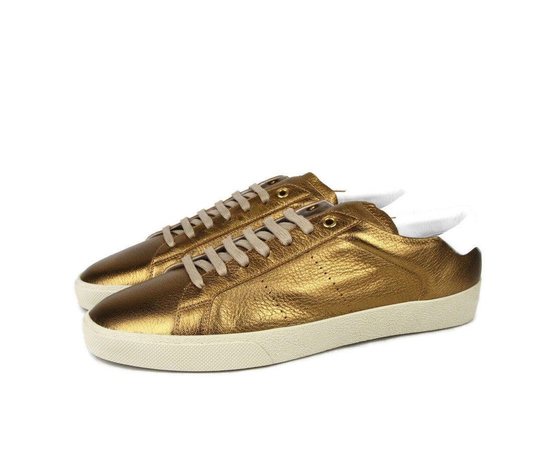 Saint Laurent Men's Bronze Metallic Leather SL06 Sneakers (42 EU / 9 US)