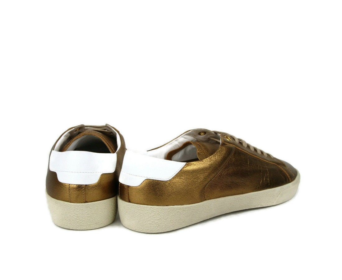 Saint Laurent Men's Bronze Metallic Leather SL06 Sneakers (42 EU / 9 US)