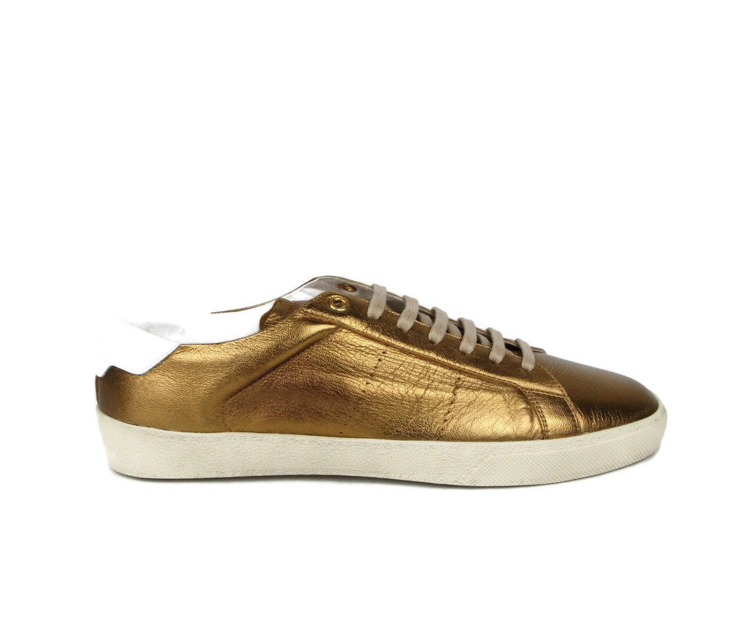 Saint Laurent Men's Bronze Metallic Leather SL06 Sneakers (42 EU / 9 US)