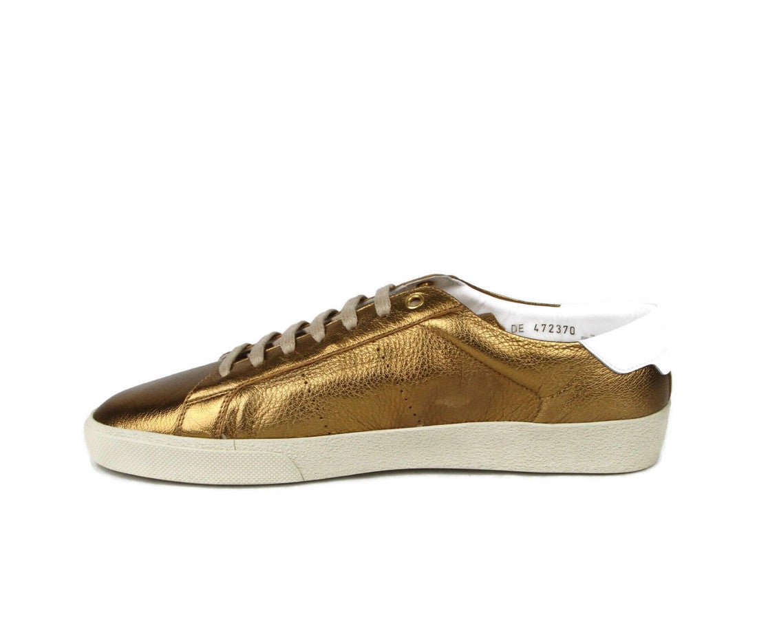 Saint Laurent Men's Bronze Metallic Leather SL06 Sneakers (42 EU / 9 US)