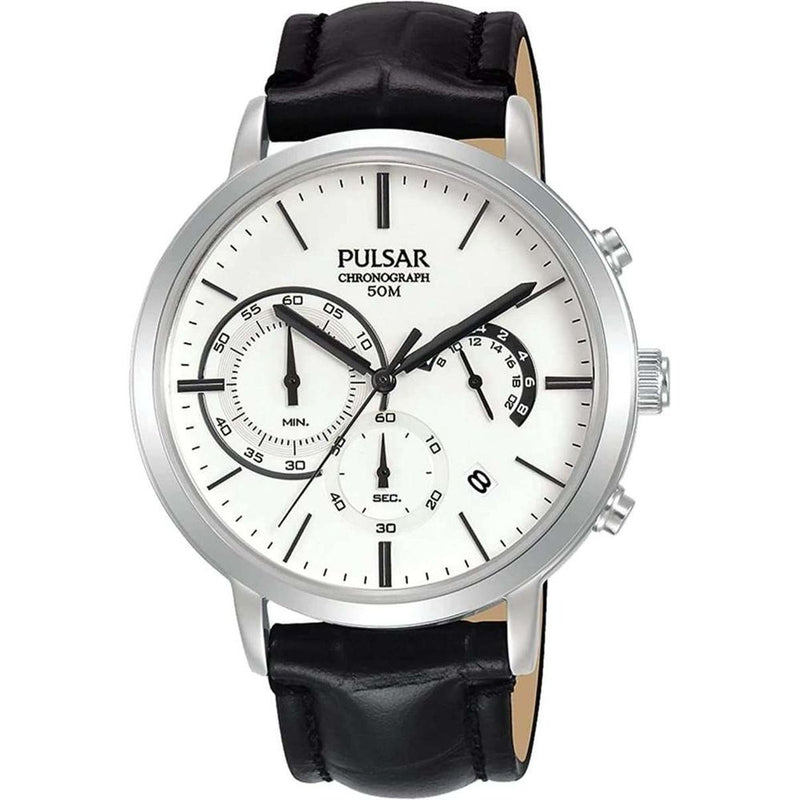 Pulsar Black Leather Men's Watch