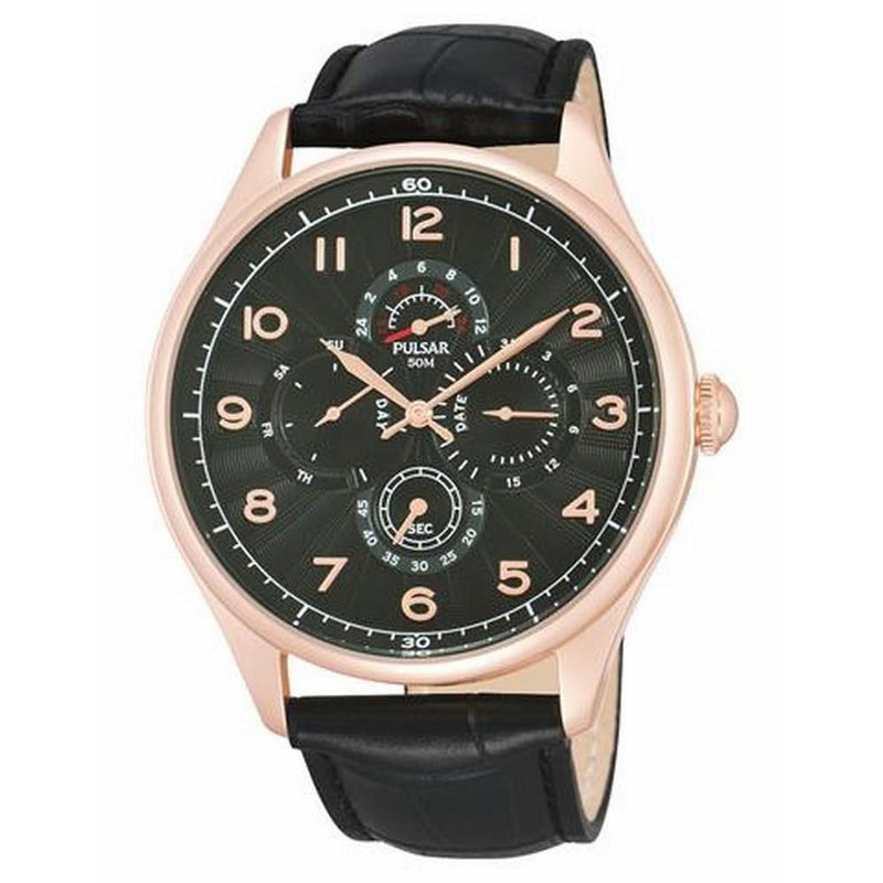 Pulsar Black Leather Men's Watch