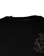 Dolce & Gabbana Black Crown Heart Crew Neck Pullover Men's Sweater (Pre-Owned)