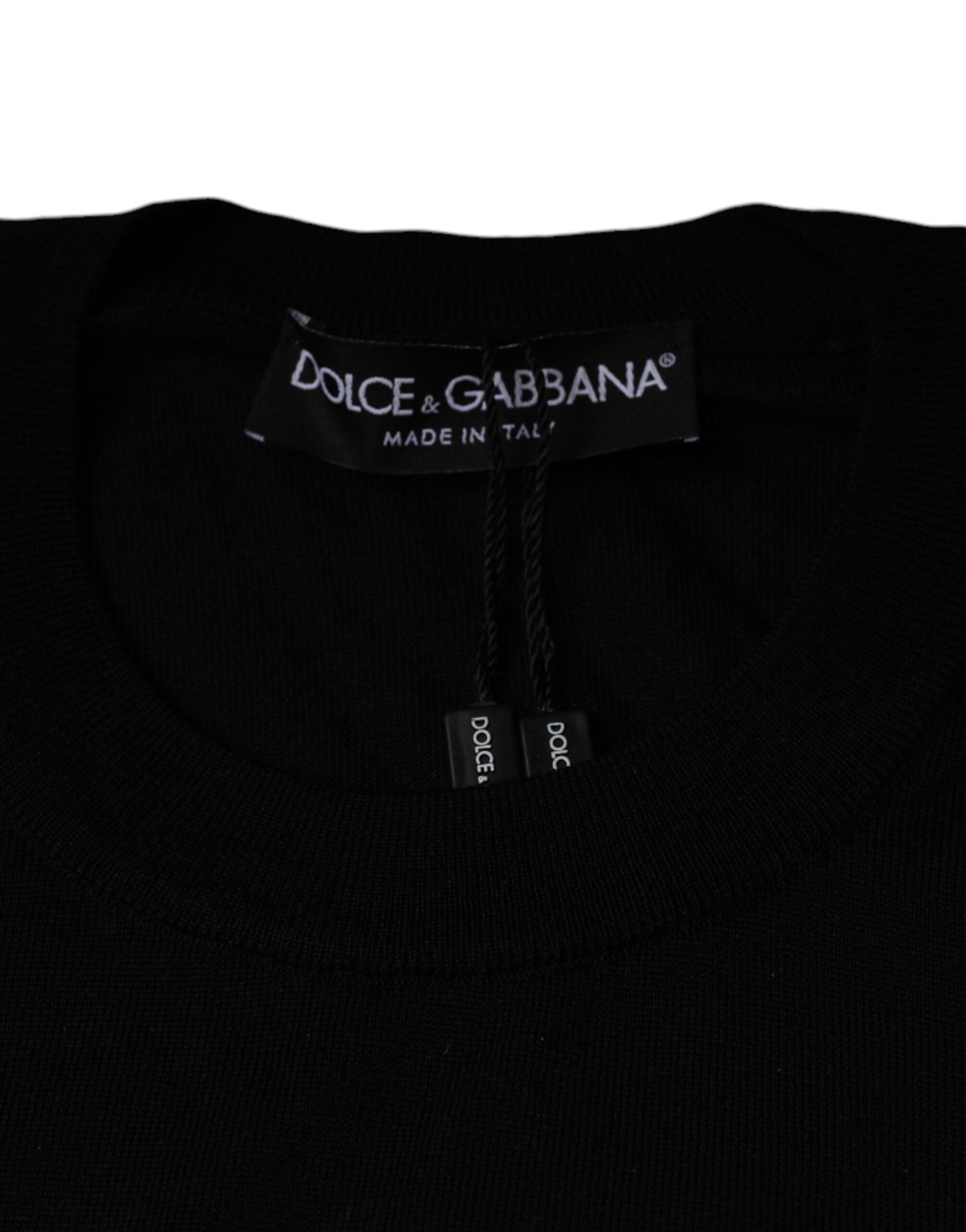 Dolce & Gabbana Black Crown Heart Crew Neck Pullover Men's Sweater (Pre-Owned)