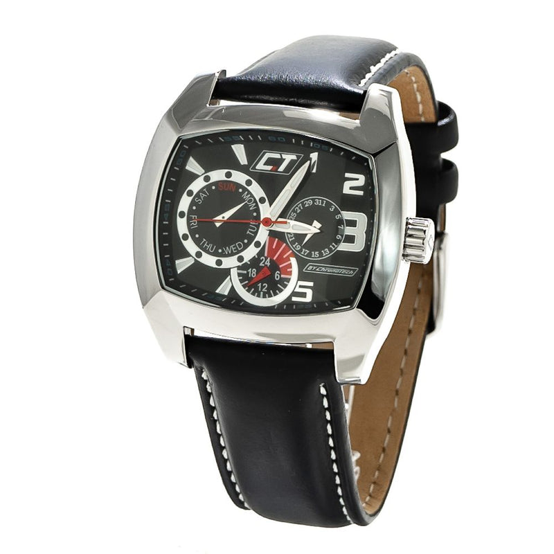 Chronotech Black Leather Men's Watch