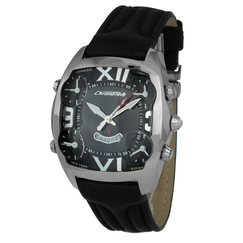 Chronotech Black Leather Men's Watch