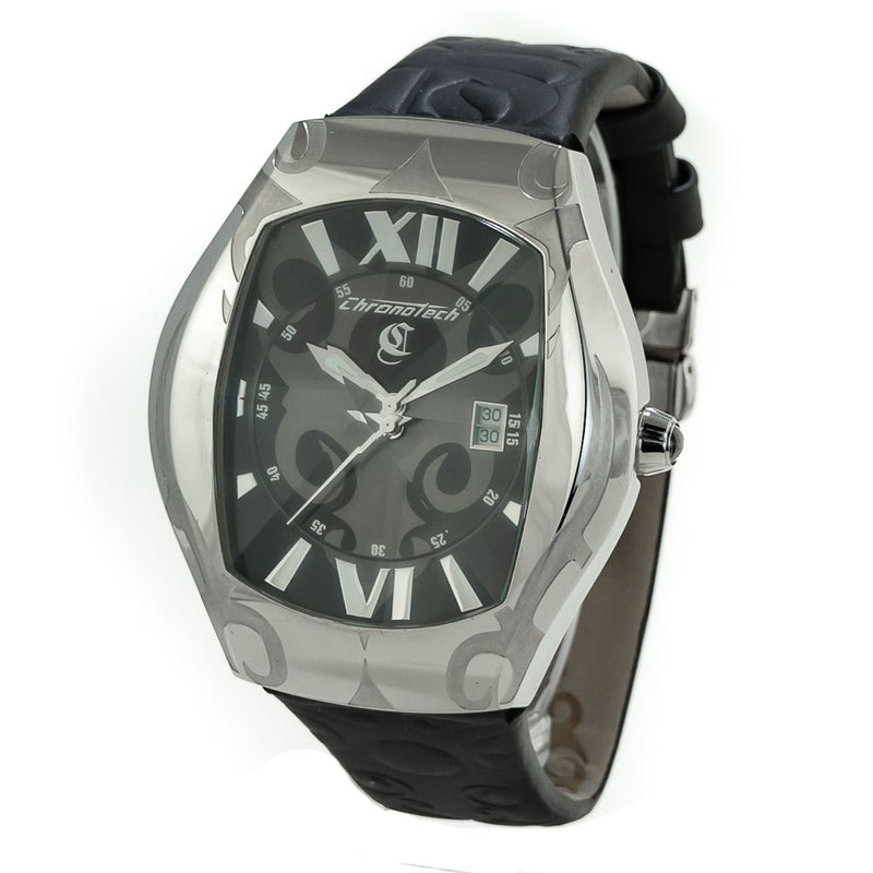 Chronotech Black Leather Men's Watch