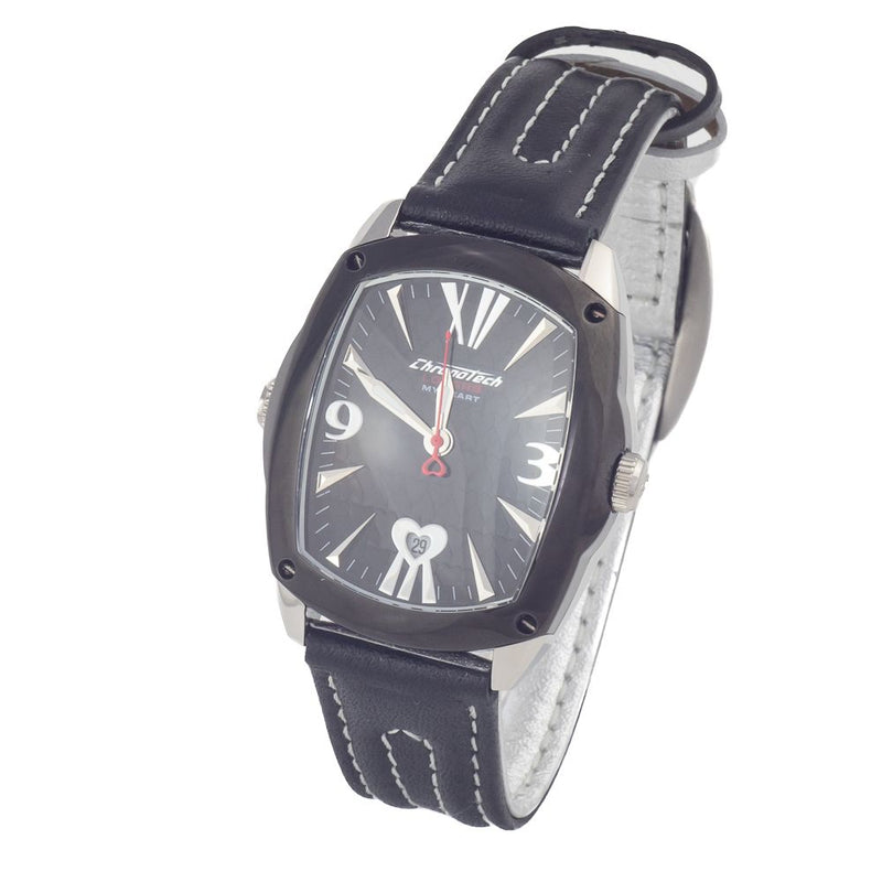 Chronotech Black Leather Men's Watch