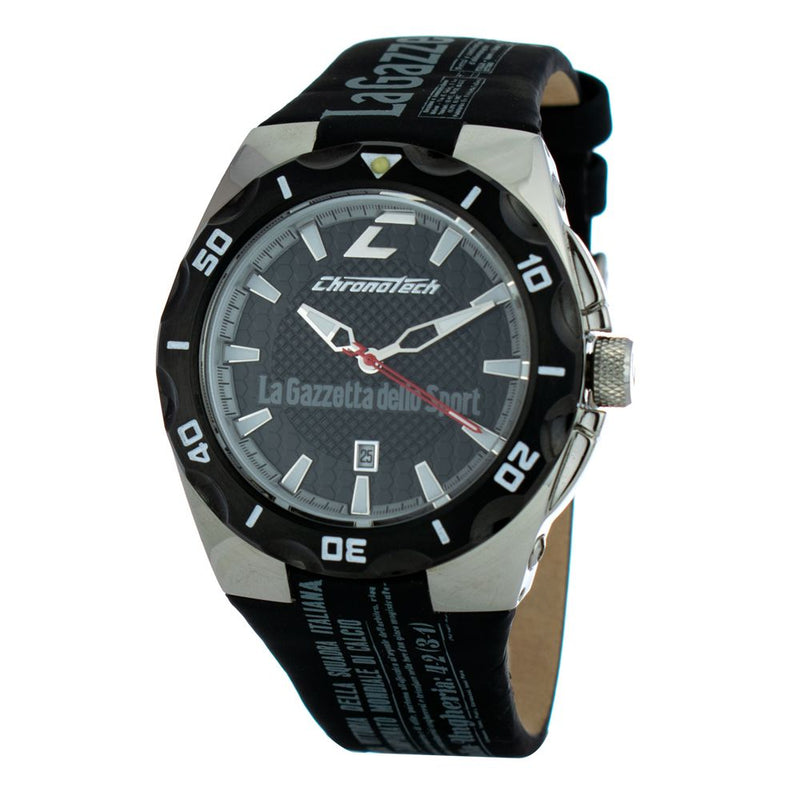 Chronotech Black Leather Men's Watch